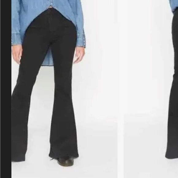 Sandrine Rose NEW sz 26 super flare black jeans mid-high rise $178 retail bell - Picture 1 of 16